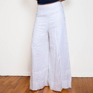 NWT DISSH Aisle White High-Waisted Linen Wide Leg Pants, Size AUS 10 (US 6)